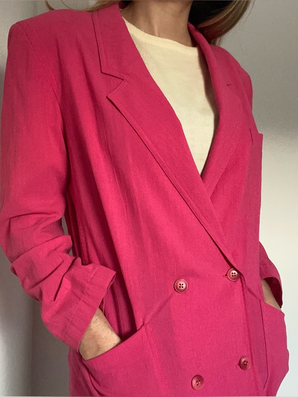 Cacharel Double-Breasted Blazer Rose Pink